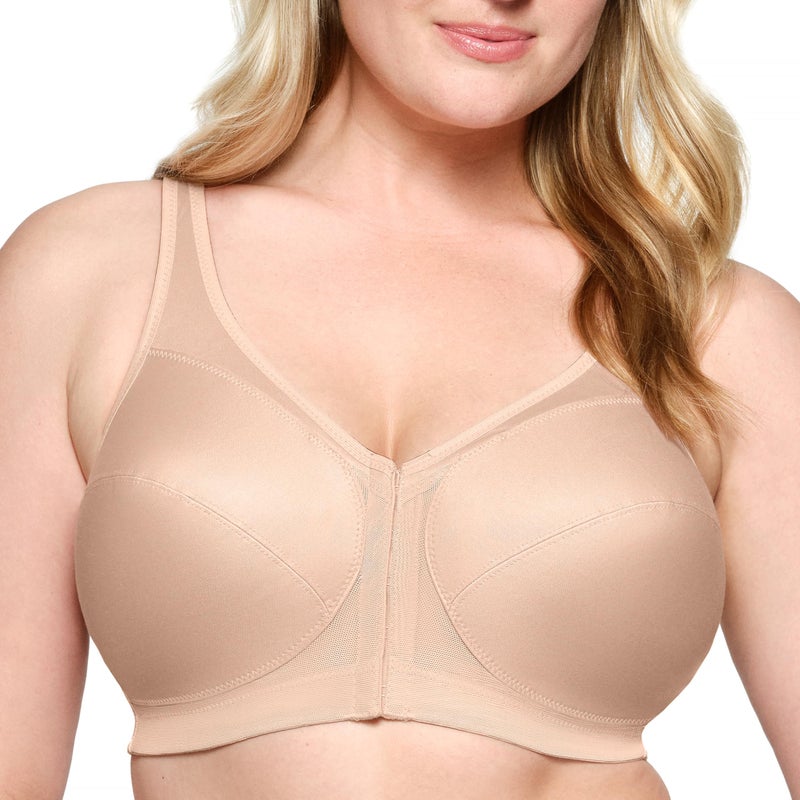 Glamorise Posture Back Front-Closure Full Figure Plus Size MagicLift Bra Wirefree #1265 CafÃ© - Image 1